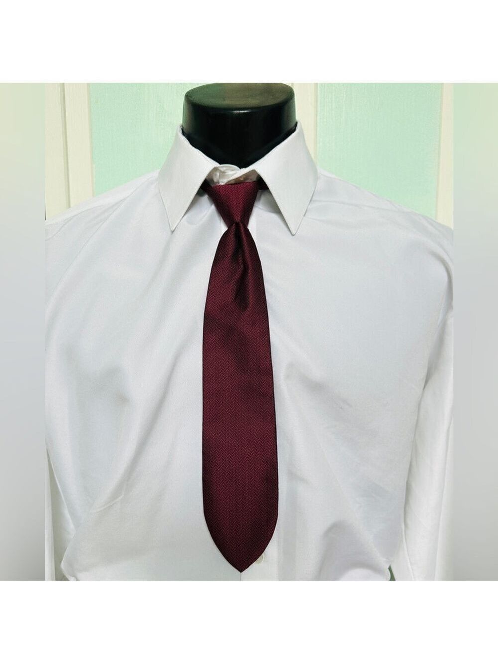 Boys Merlot Burgundy Wine Dark Red Tie Wedding Tuxedo Herringbone Pre Tied clip